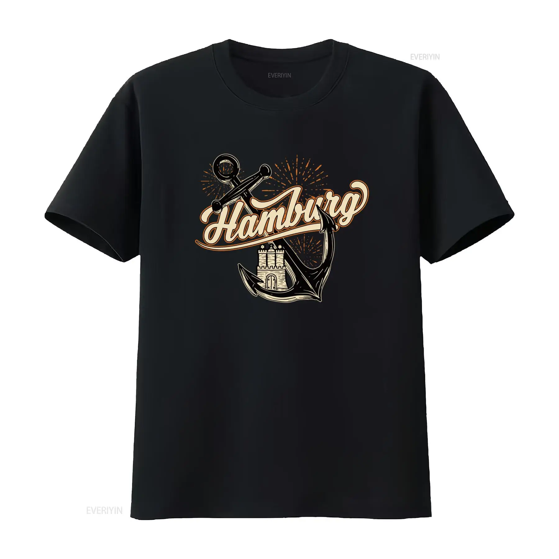 Vintage Fashion Hamburg - Heren Hamburg Anchor Print T-shirt Leuk