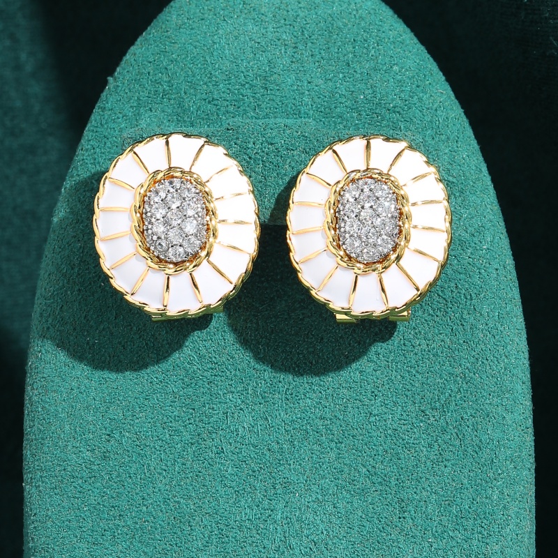 Vintage Fashion Jewelry Brands - Vintage witte emaille ovaal oorbellen met