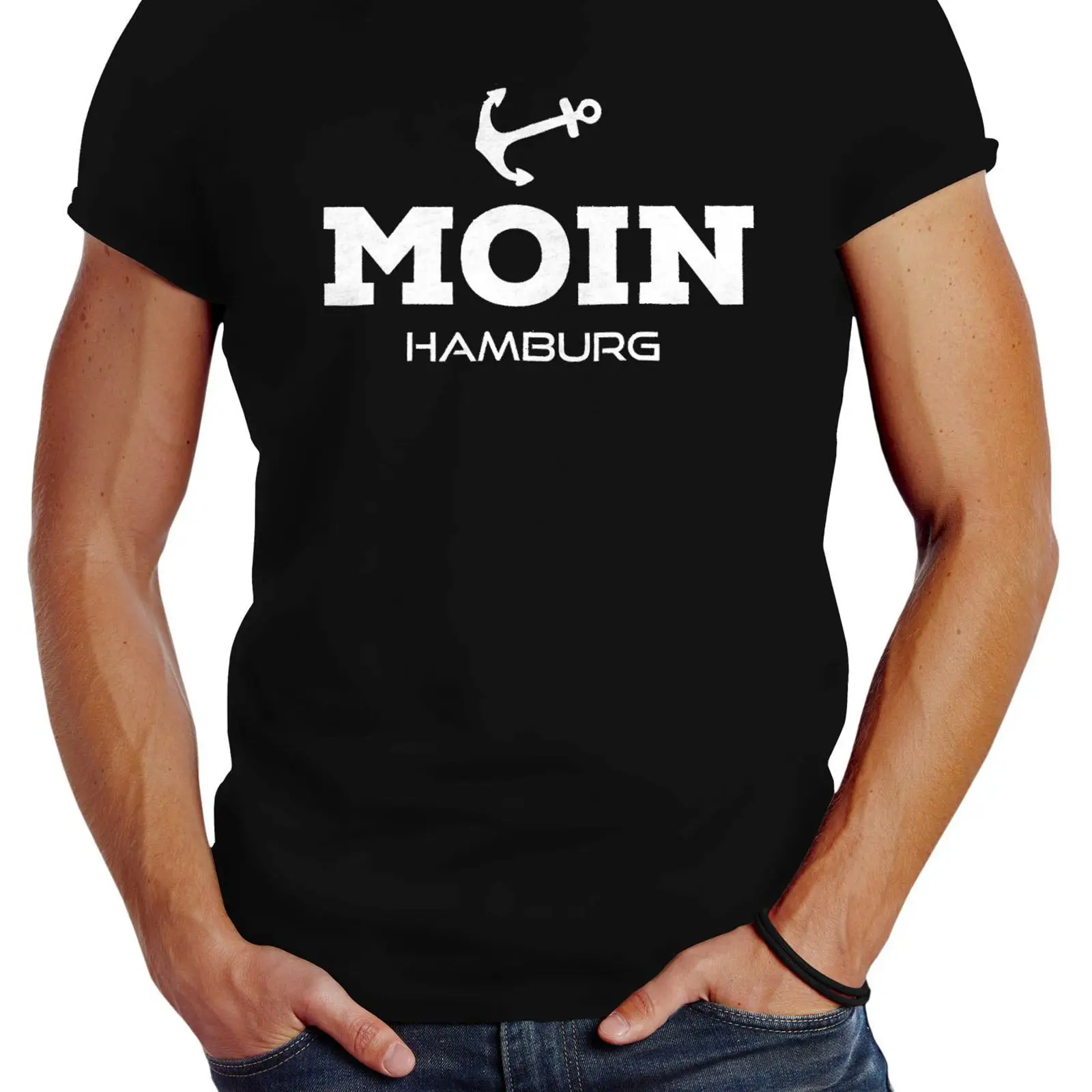 Vintage Fashion Hamburg - Neverless Heren T-shirt Moin Hamburg Anchor
