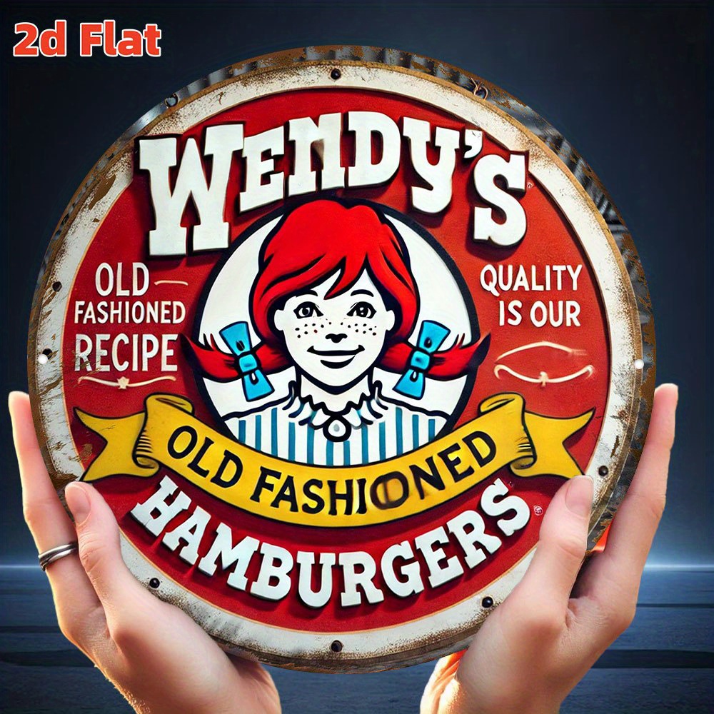 Vintage Fashion Hamburg - Vintage Wendy's ouderwetse Hamburgers metalen wandbord