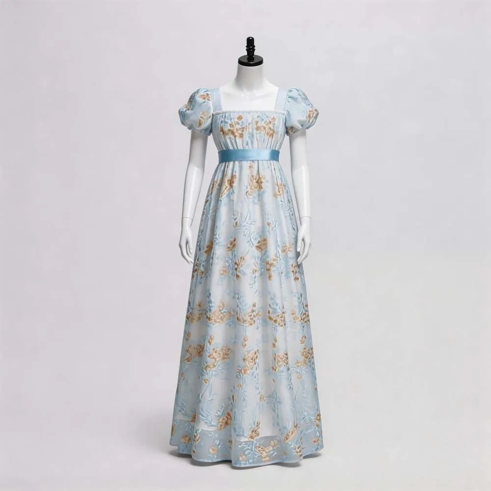 Vintage Fashion Dress - Europese vintage regency theejurk met vierkante