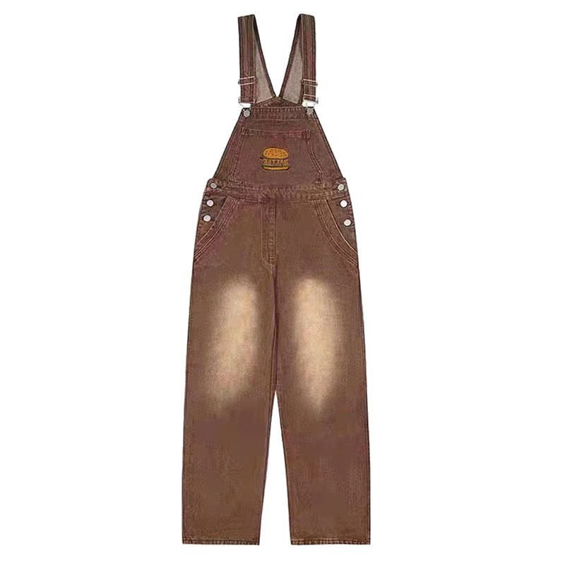 Vintage Fashion Hamburg - Amerikaanse vintage bruine denim jarretelbroek dames