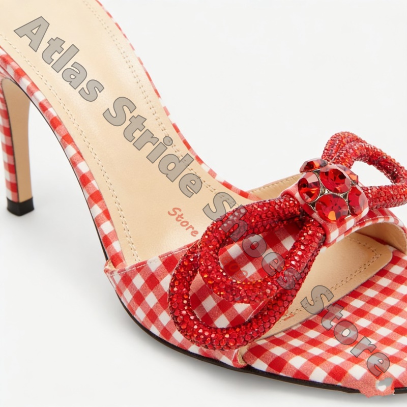 Vintage Fashion Dress - Dames rode witte gingham geruite vierkante