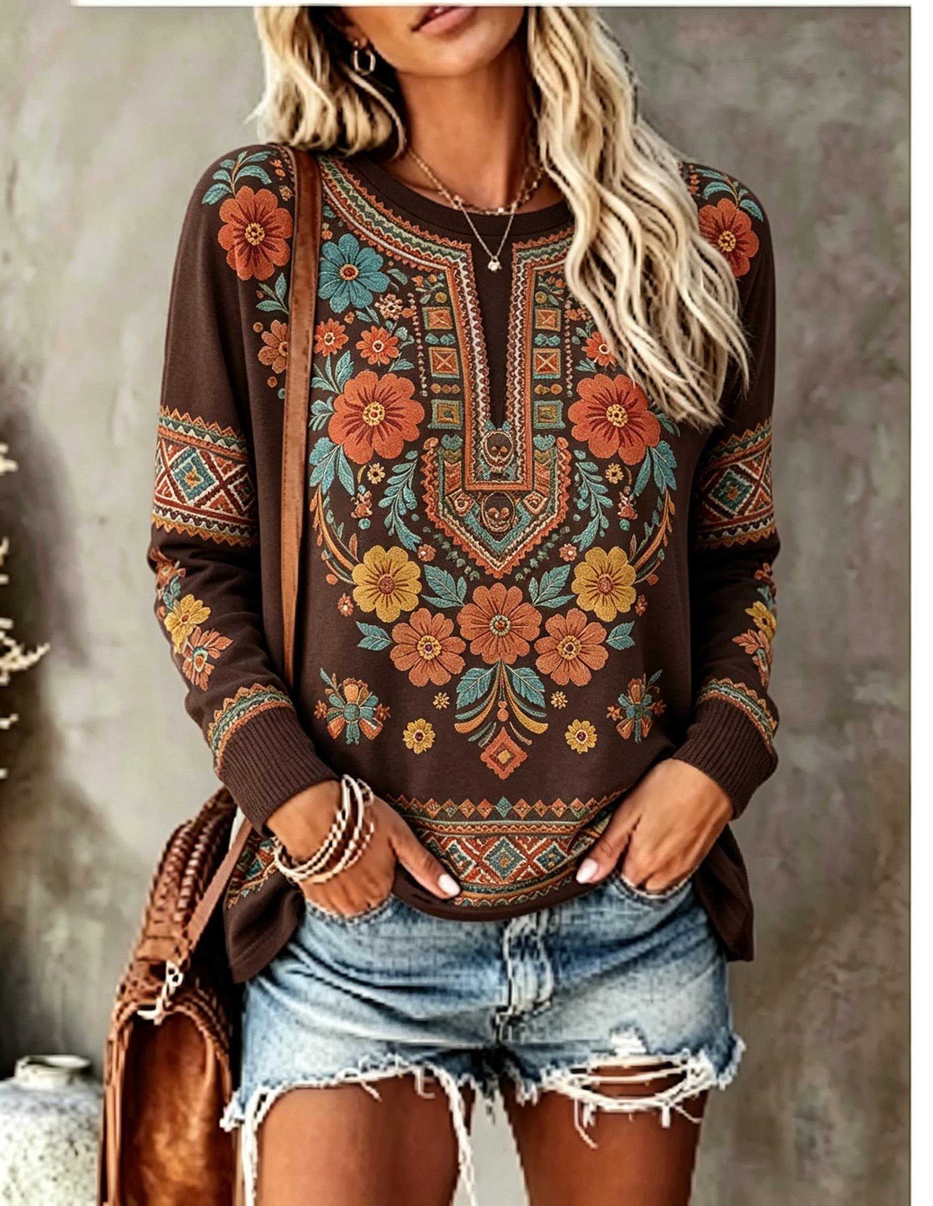 Dames T-shirt met ronde hals e - Printed Floral Shirt recensie en prijs