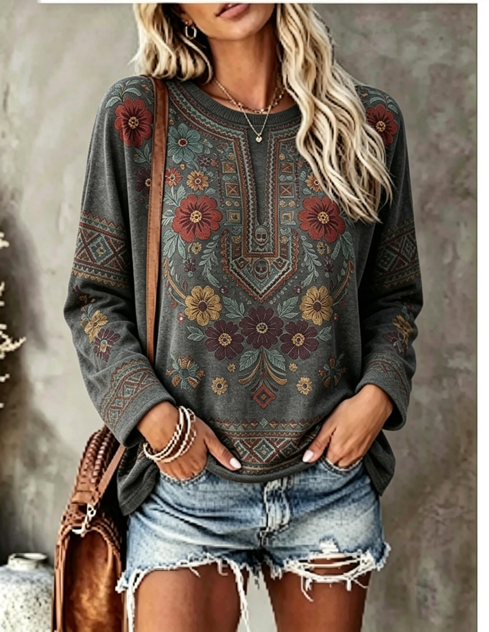 Dames T-shirt met ronde hals e - Printed Floral Shirt recensie en prijs
