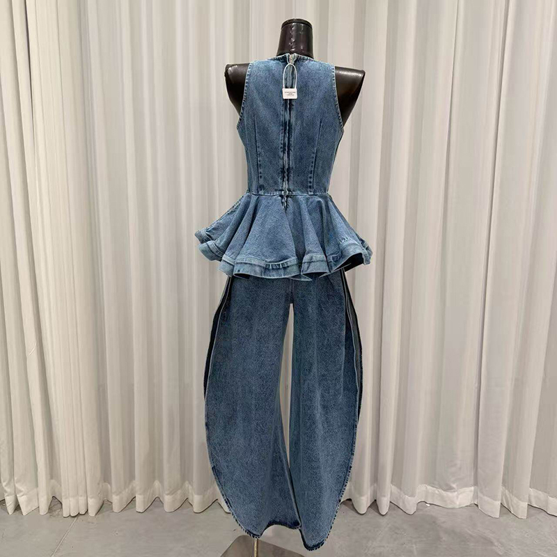 KBQ Blauw Gespleten Plooien Tw - Vintage Fashion Style Female recensie en prijs