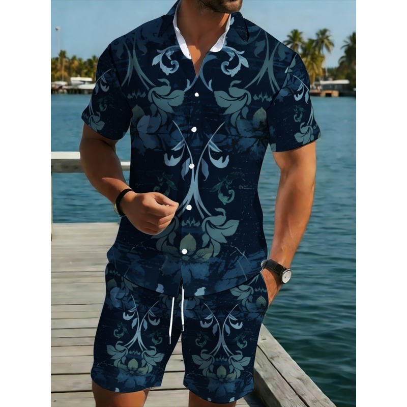 Marineblauw bloemenprint heren - Printed Floral Shirt recensie en prijs