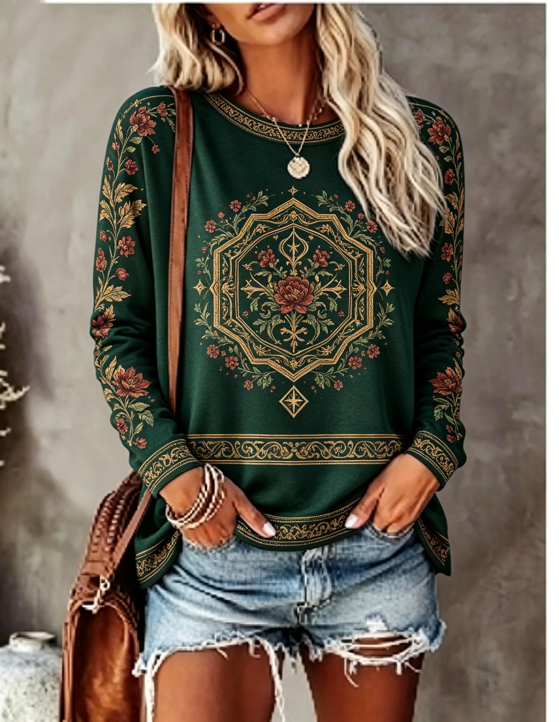 Dames T-shirt met ronde hals e - Printed Floral Shirt recensie en prijs
