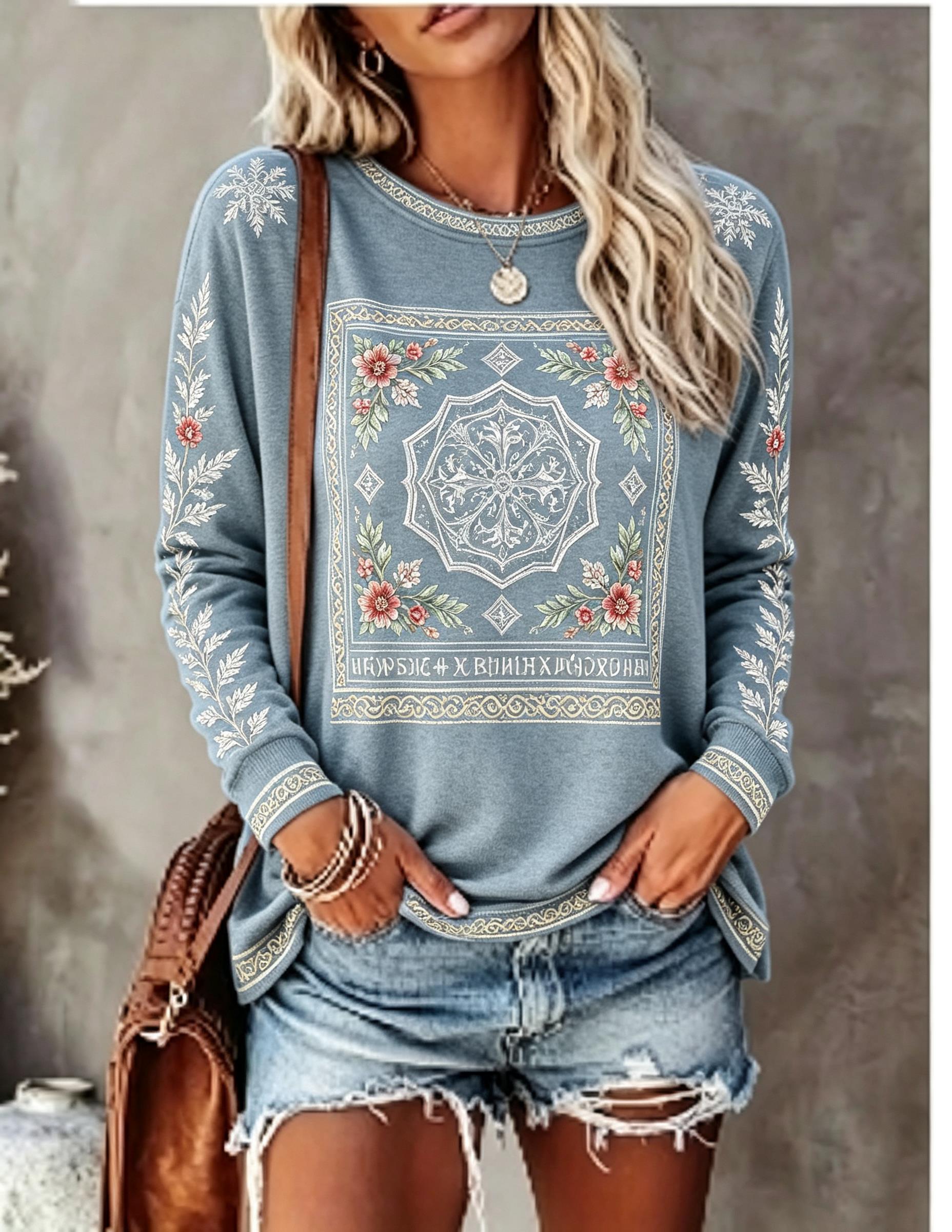 Dames T-shirt met ronde hals e - Printed Floral Shirt recensie en prijs