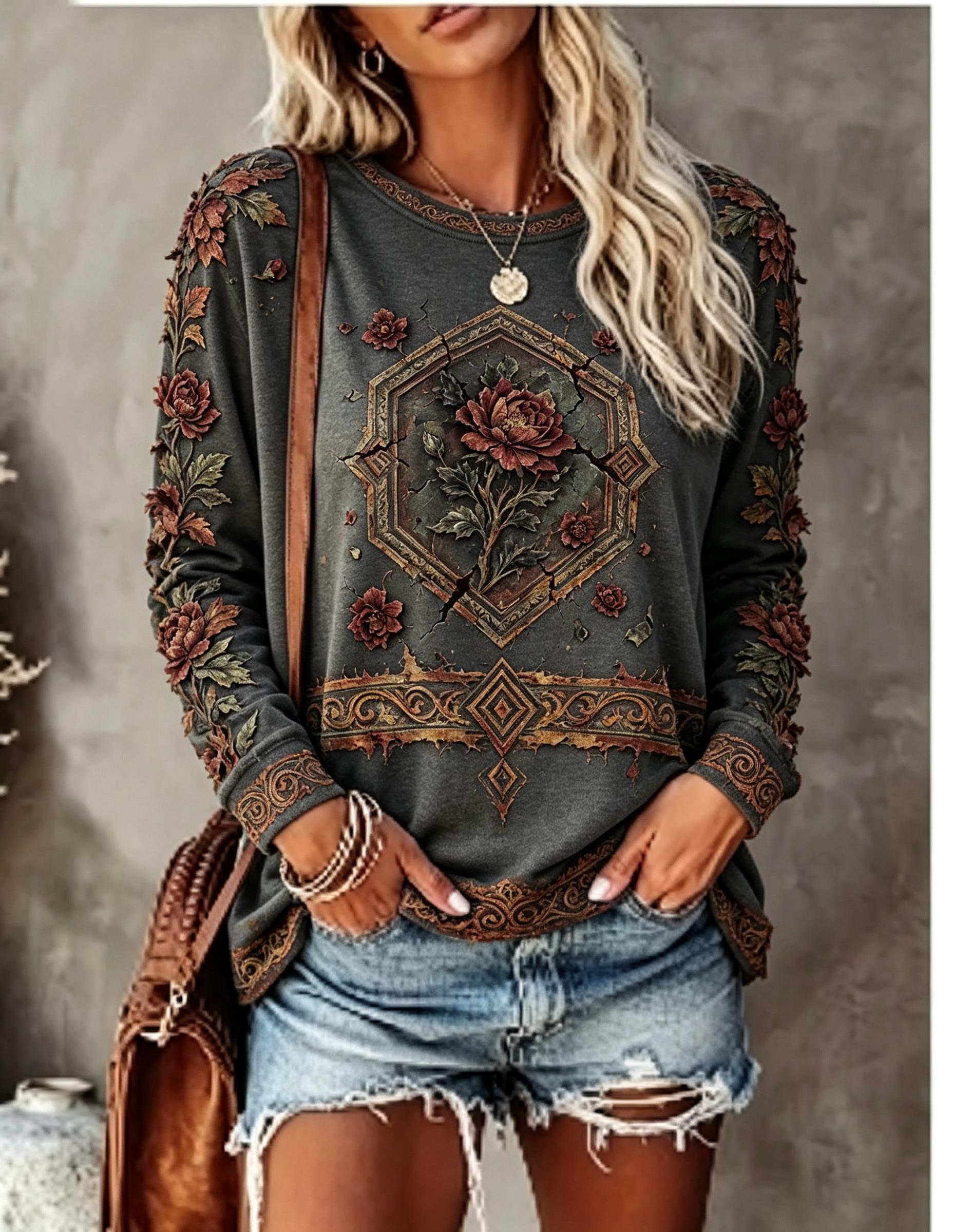 Dames T-shirt met ronde hals e - Printed Floral Shirt recensie en prijs