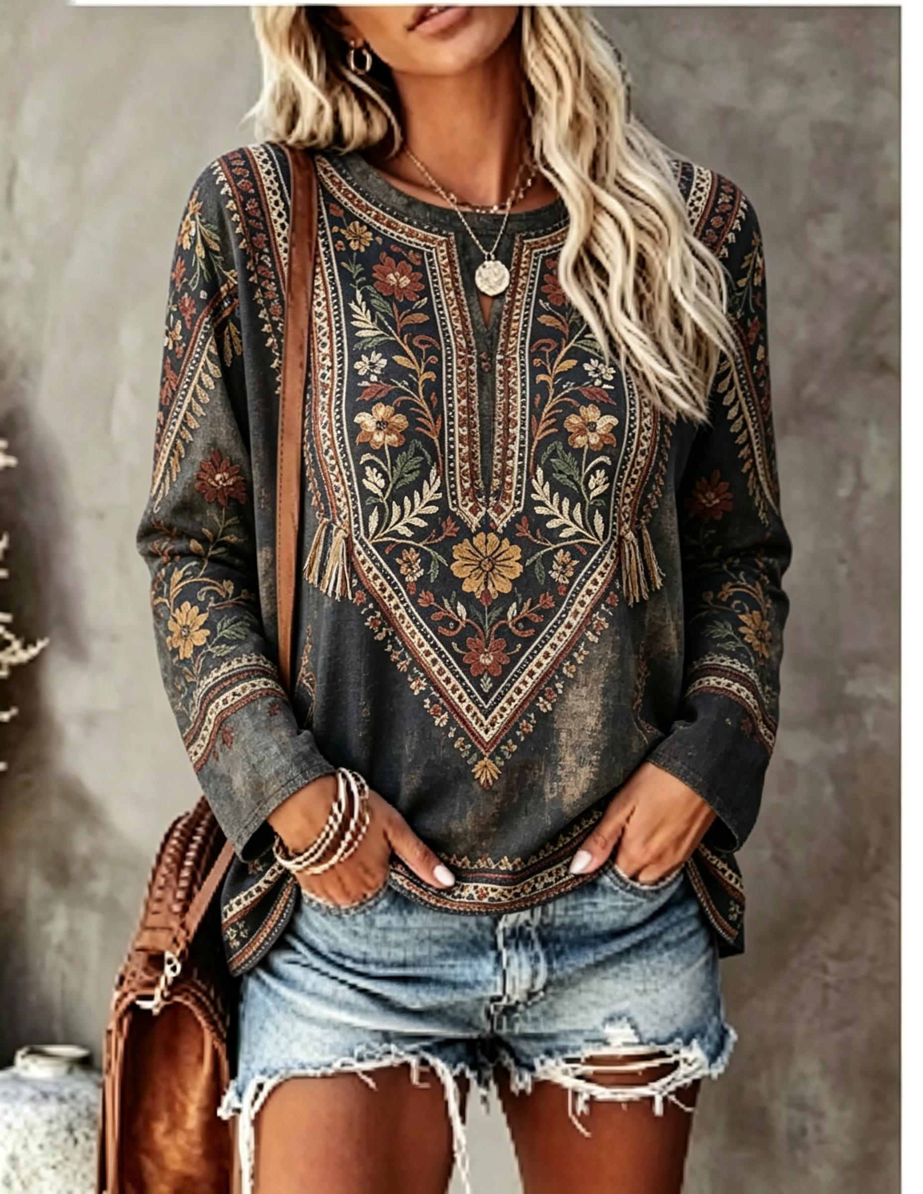 Dames T-shirt met ronde hals e - Printed Floral Shirt recensie en prijs