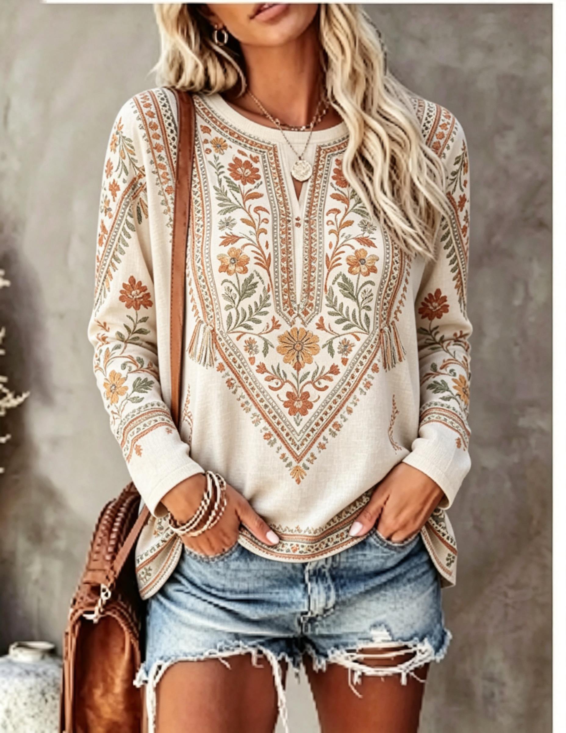 Dames T-shirt met ronde hals e - Printed Floral Shirt recensie en prijs