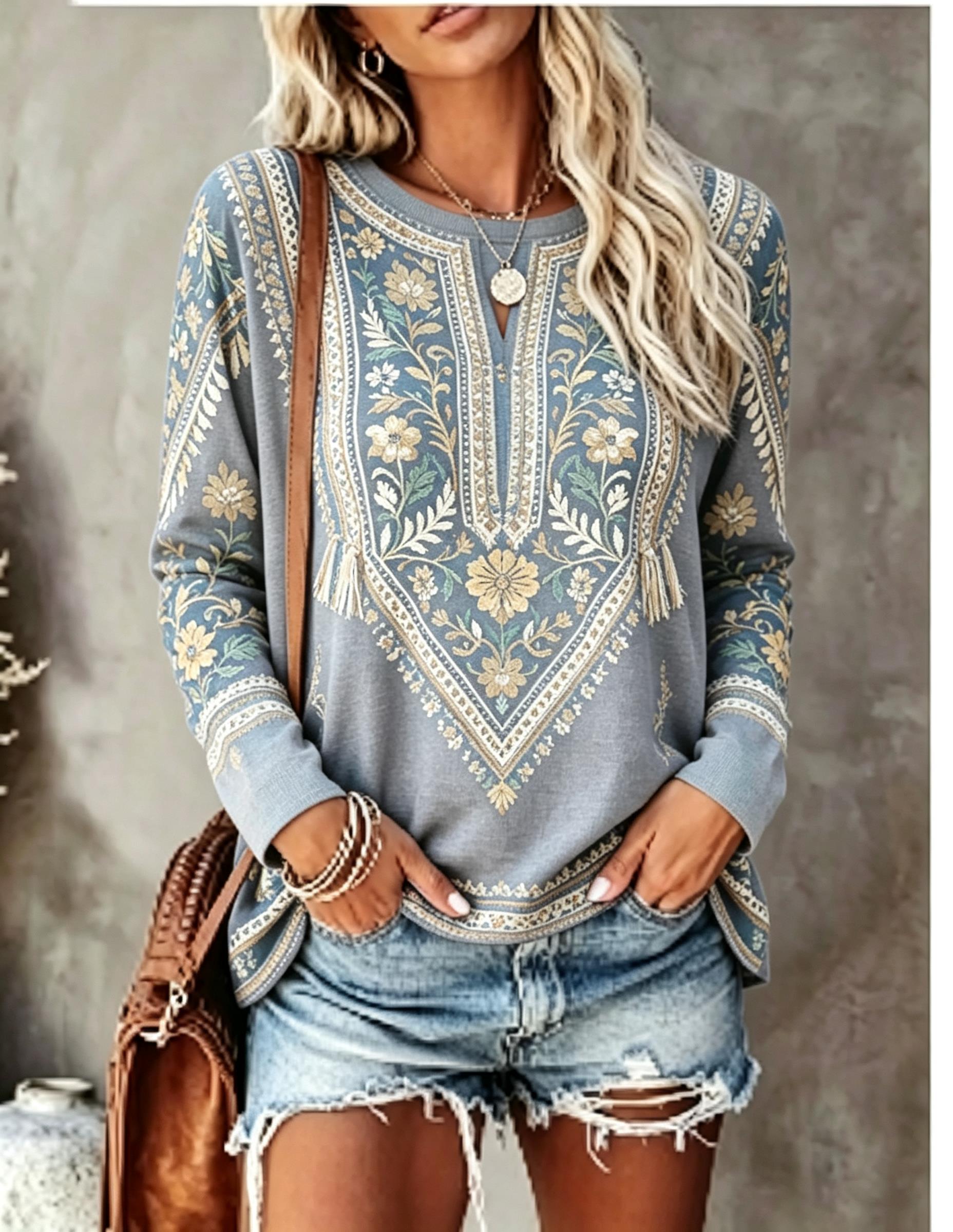 Dames T-shirt met ronde hals e - Printed Floral Shirt recensie en prijs