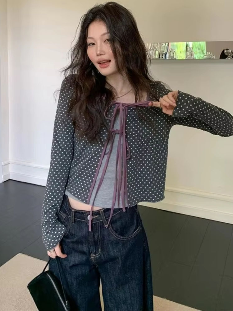 Dames gebreid vest met stippen - Vintage Fashion Style Female recensie en prijs