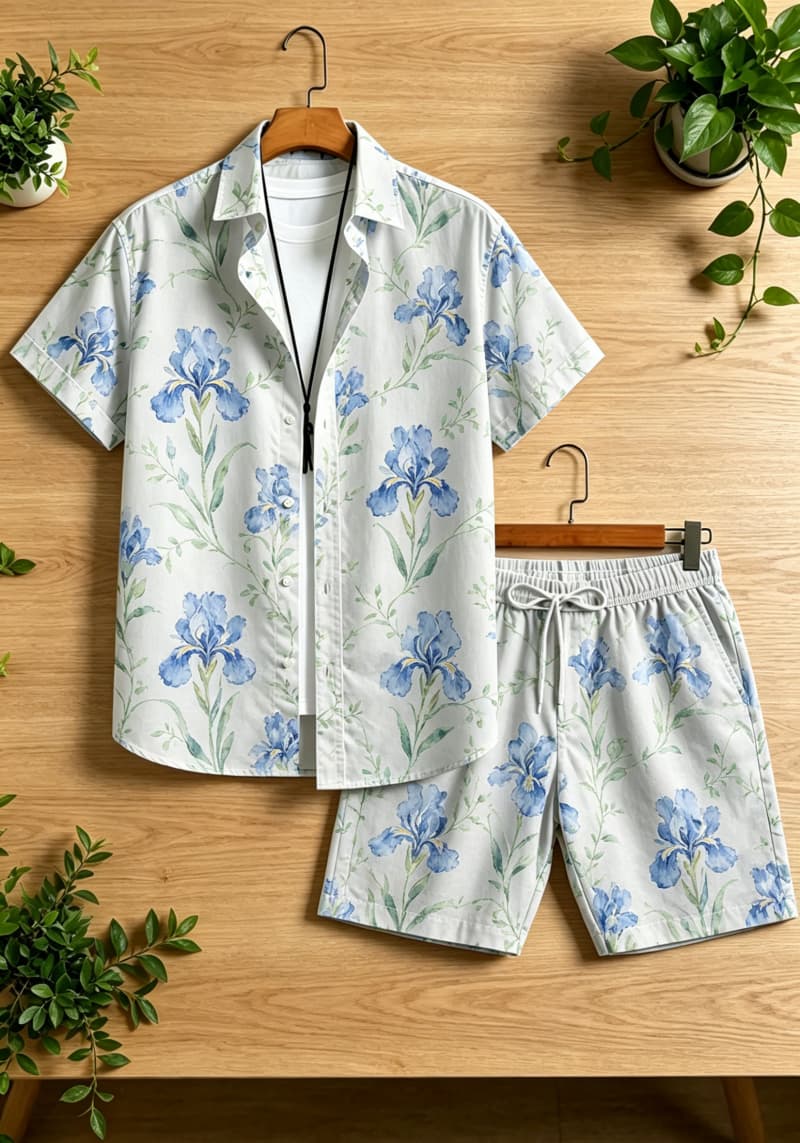 Tweedelige herenset met aquare - Printed Floral Shirt recensie en prijs
