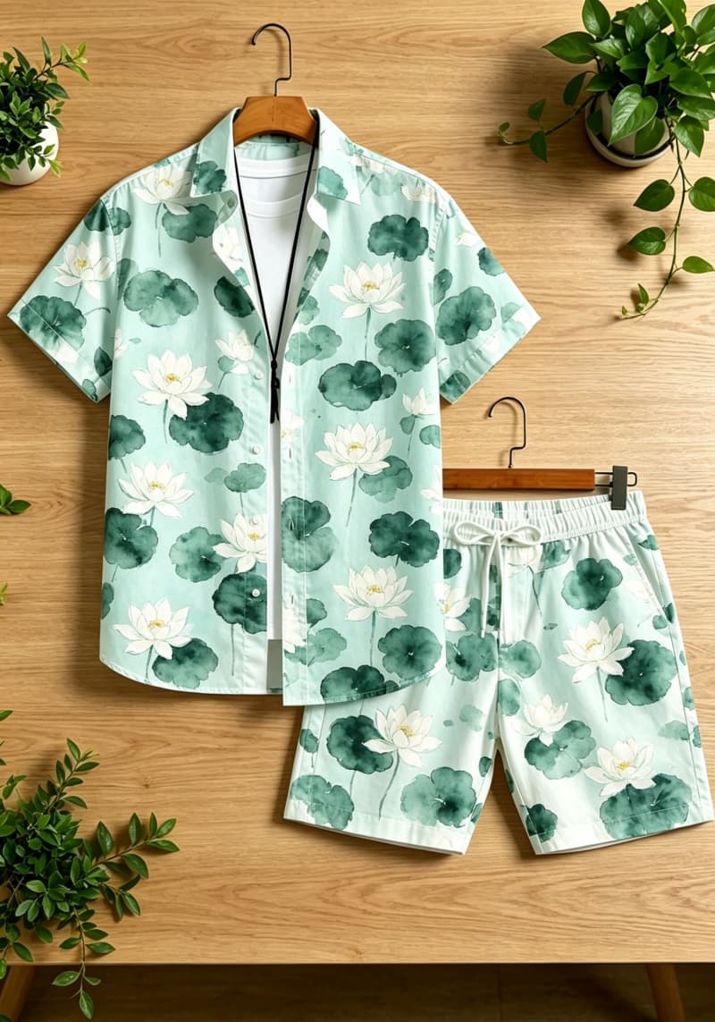 Tweedelige herenset met aquare - Printed Floral Shirt recensie en prijs