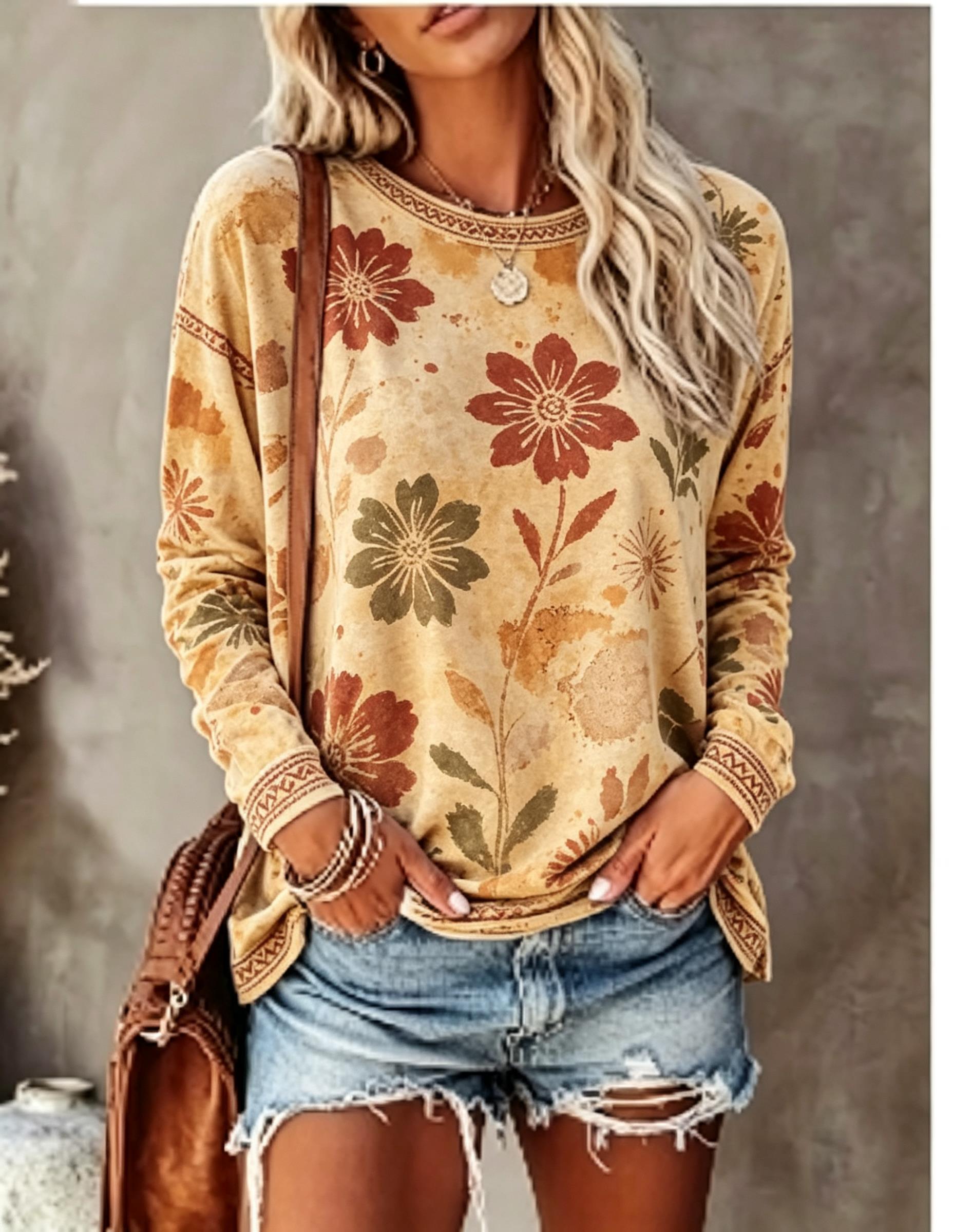 Dames T-shirt met ronde hals e - Printed Floral Shirt recensie en prijs