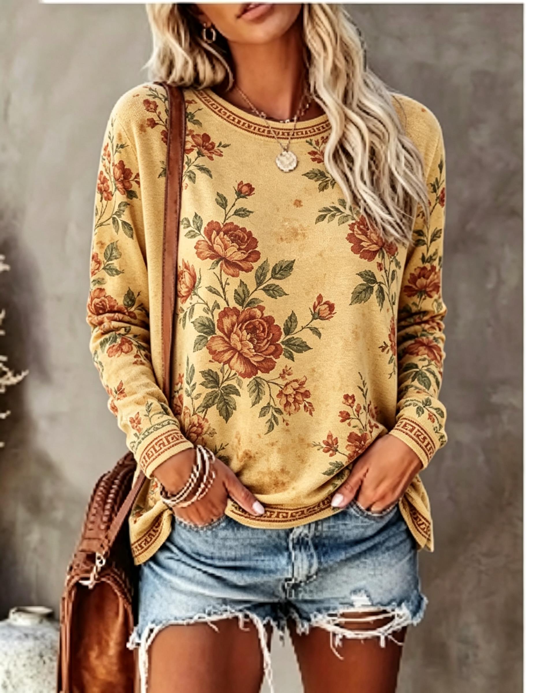 Dames T-shirt met ronde hals e - Printed Floral Shirt recensie en prijs