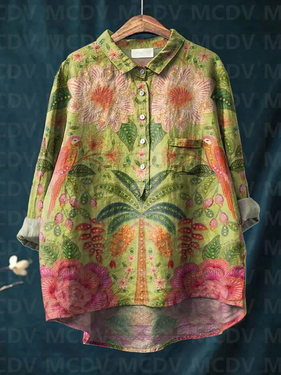 Dames vintage etnische bloemen - Printed Floral Shirt recensie en prijs